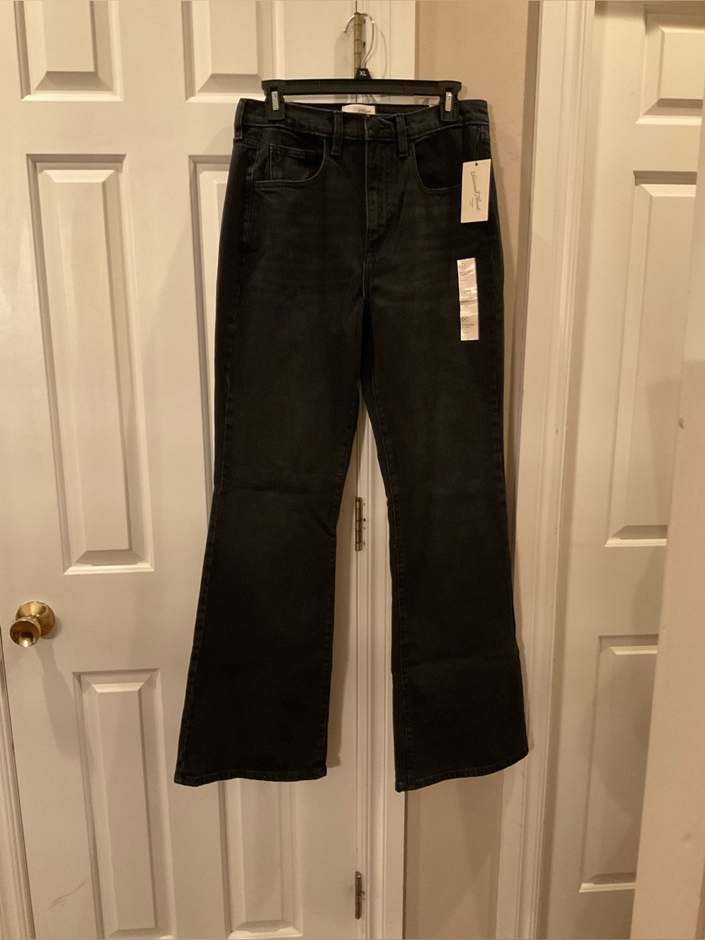 High-Rise Flare Black Jeans for Women Size 8